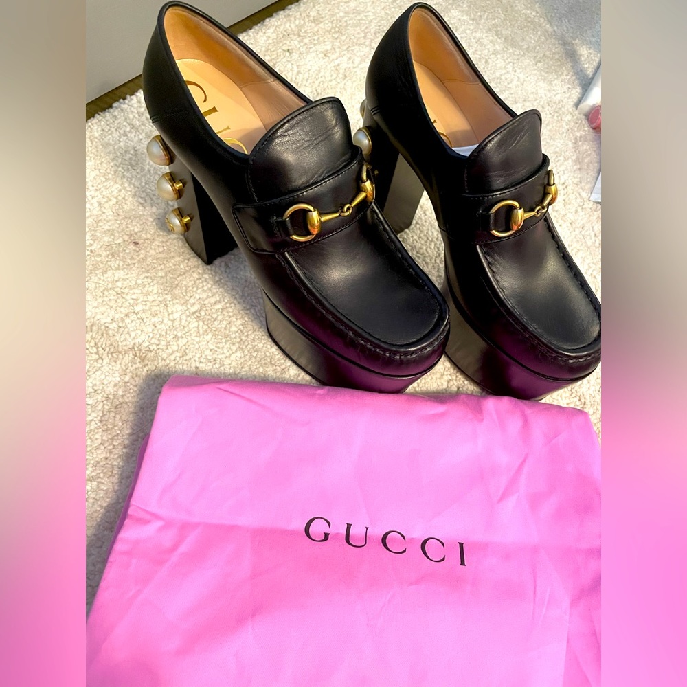 Gucci Vegas Leather Heels/Loafer Black EU39